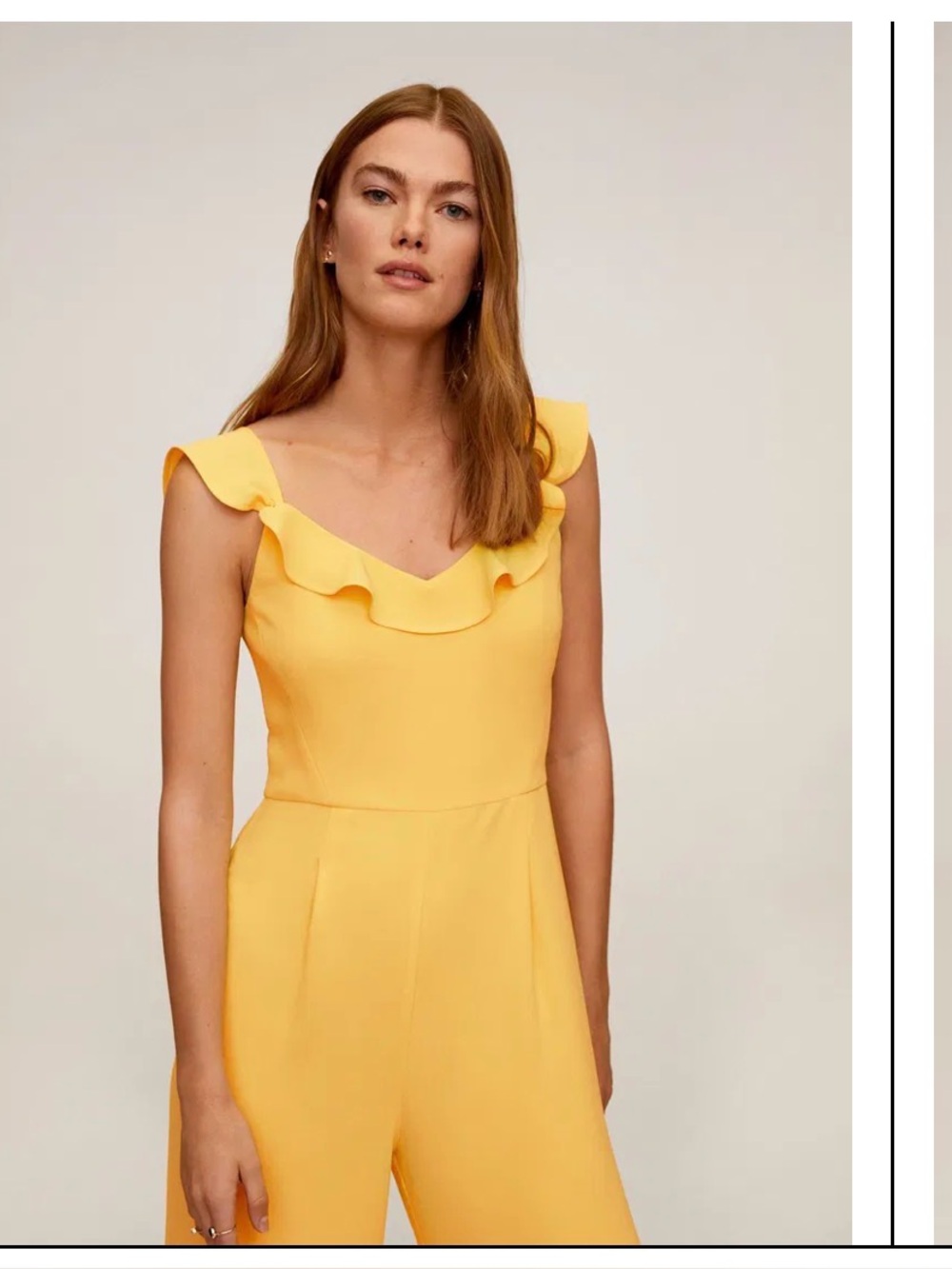 Mango Yellow Ruffle-Strap jumpsuit